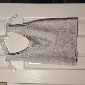 Liz Claiborne Petite Med Vintage Silver Metallic Knit Top